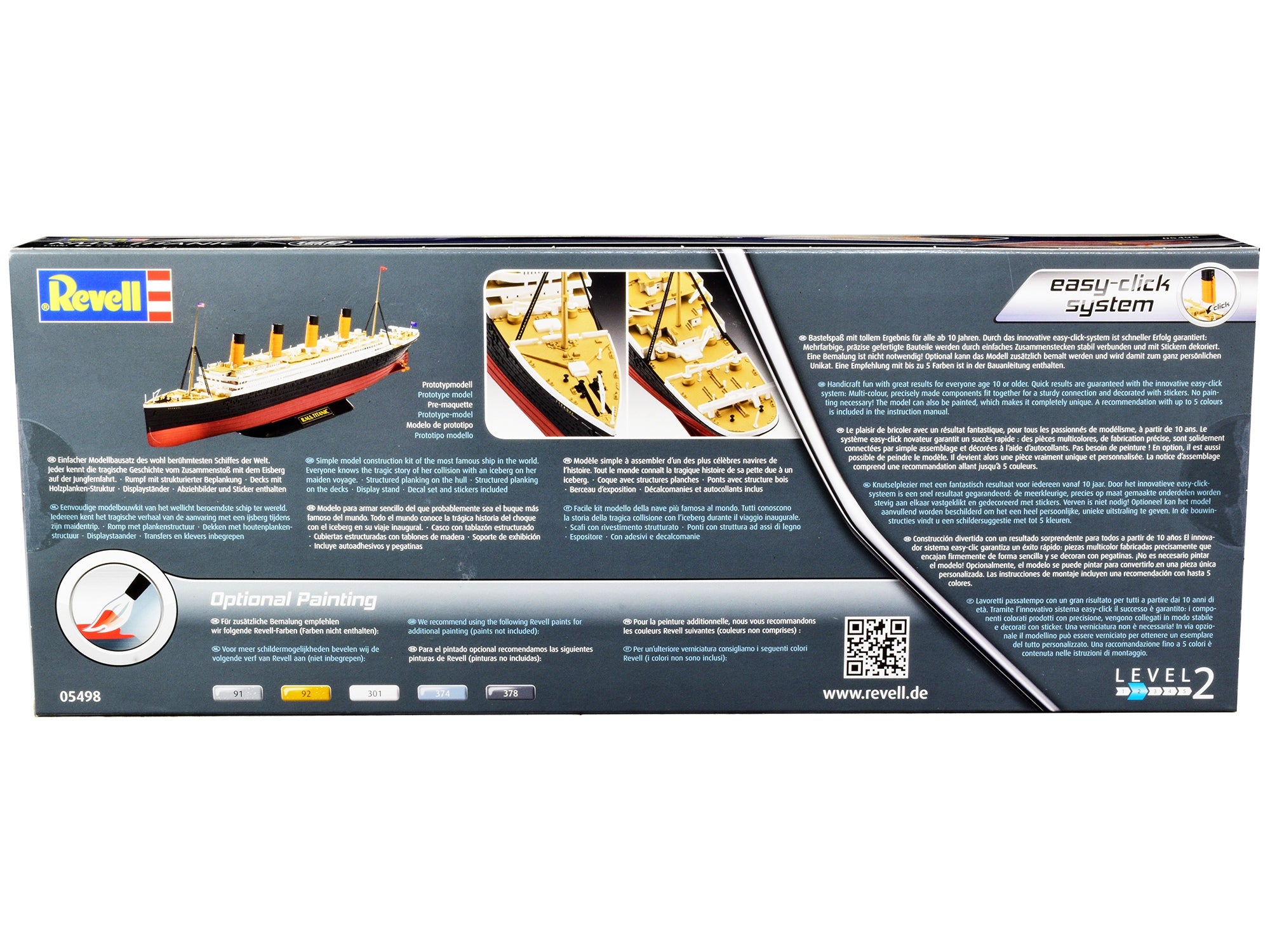 Level 2 Easy Click Model Kit RMS Titanic Passenger Liner Ship 1/600 Scale Model by Revell Revell