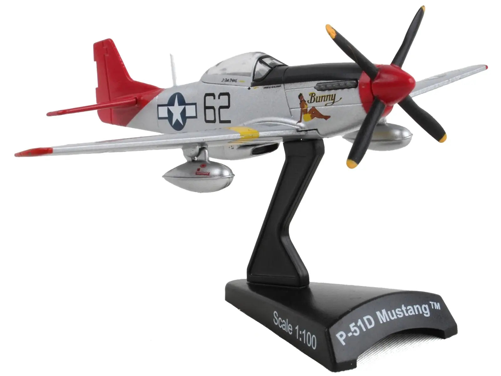 North American P-51D Mustang Fighter Aircraft #62 "Bunny" United States Army Air Force 1/100 Diecast Model Airplane by Postage Stamp Postage Stamp