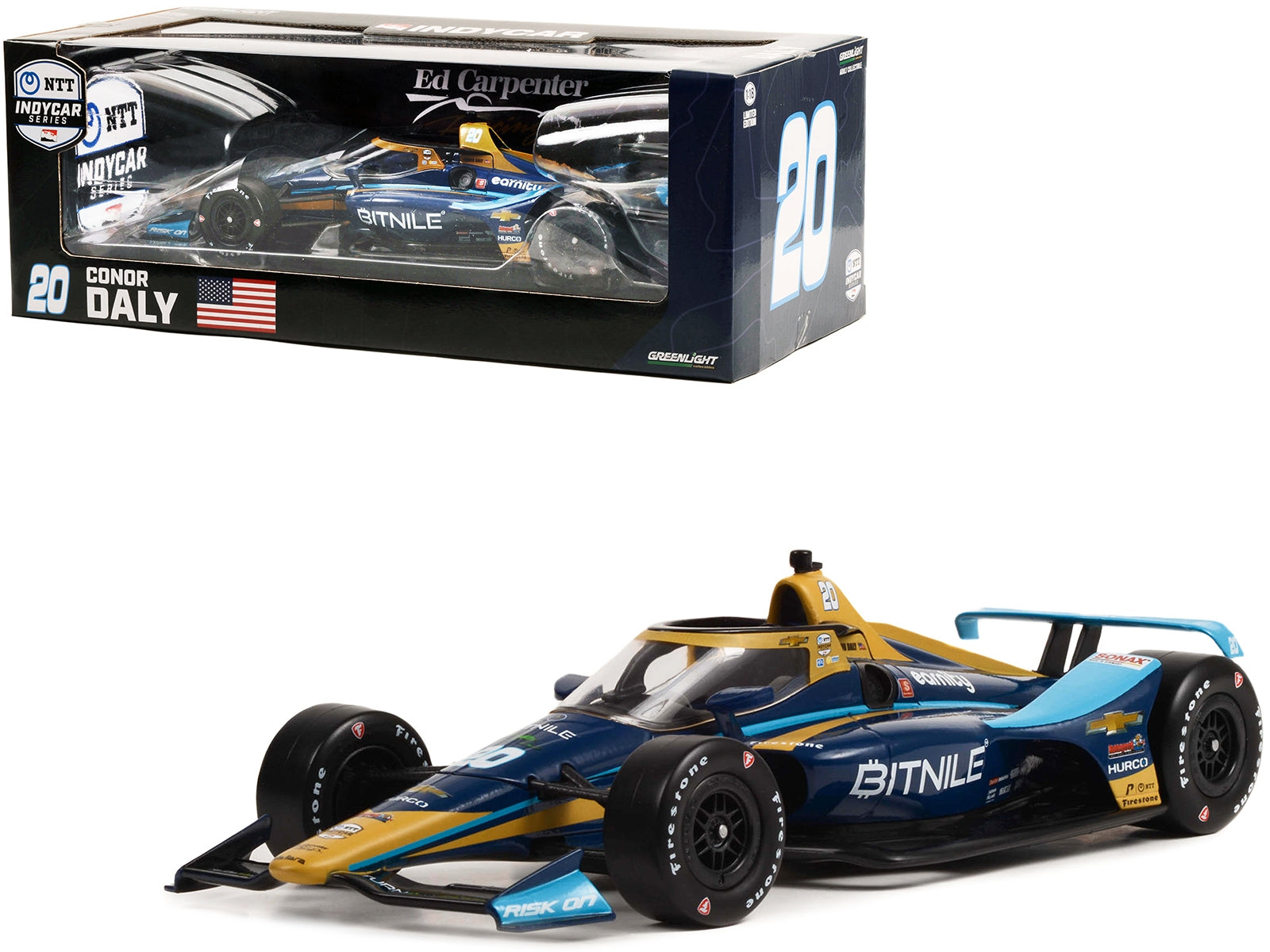 Dallara IndyCar #20 Conor Daly "BitNile" Ed Carpenter Racing "NTT IndyCar Series" (2022) 1/18 Diecast Model Car by Greenlight Greenlight