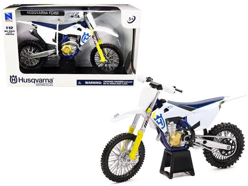 Husqvarna FC450 White and Blue 1/12 Diecast Motorcycle Model by New Ray New Ray