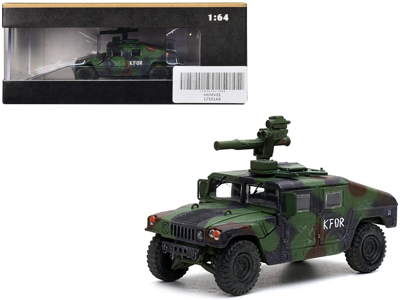 M1046 HUMVEE Tow Missile Carrier Green Camouflage "3rd Battalion 8th Marine Regiment Kosovo Force (KFOR)" (1999) "Military Miniature" Series 1/64 Diecast Model by Panzerkampf Panzerkampf