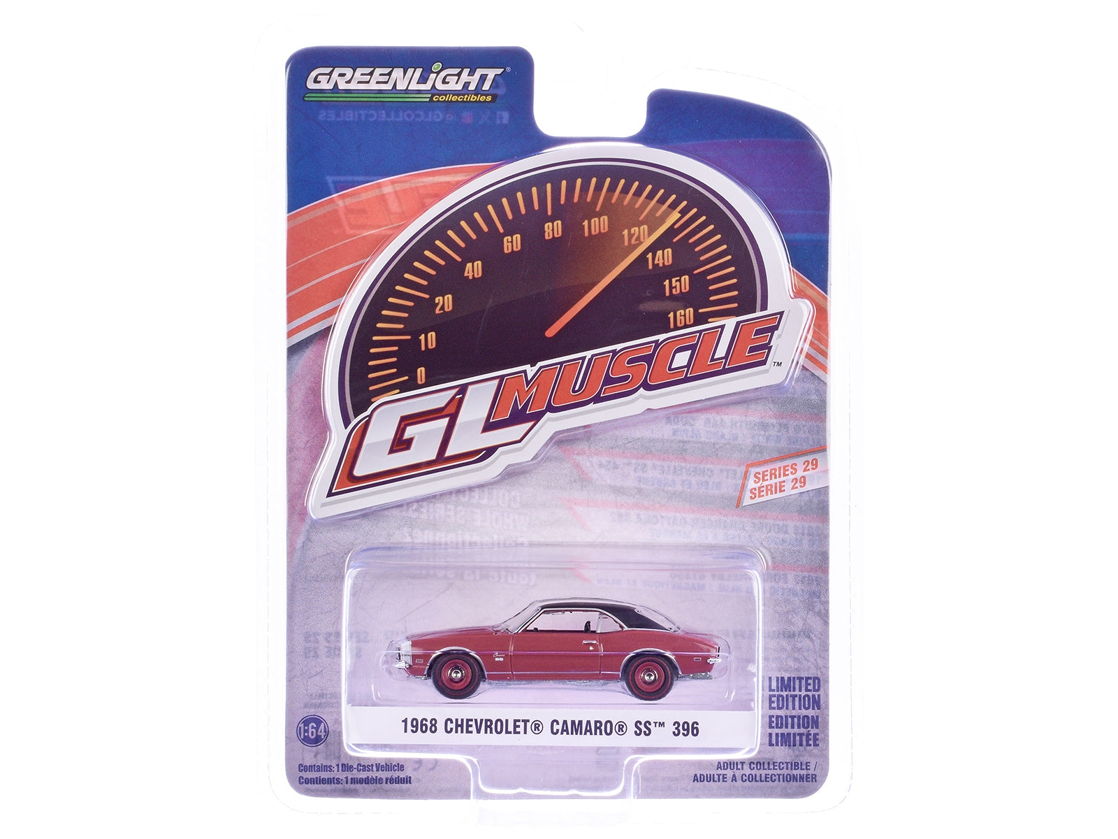 1968 Chevrolet Camaro SS 396 Cordova Maroon with Black Top "GreenLight Muscle" Series 29 1/64 Diecast Model Car by Greenlight Greenlight