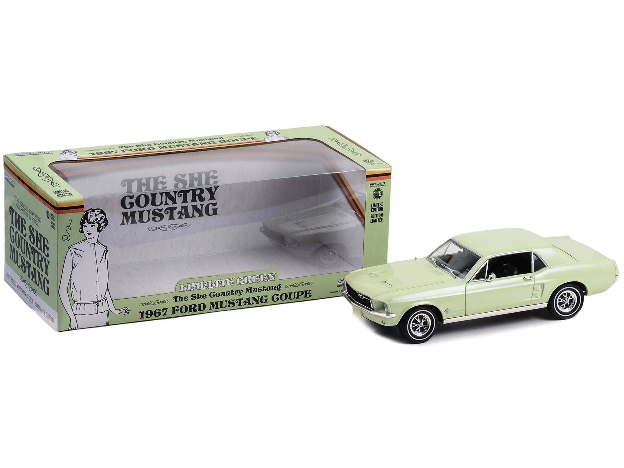 1967 Ford Mustang Coupe Limelite Green Metallic "She Country Special - Bill Goodro Ford Denver Colorado" 1/18 Diecast Model Car by Greenlight Greenlight