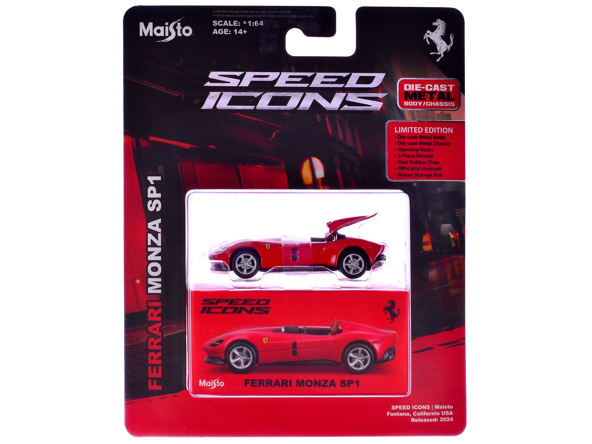 Ferrari Monza SP1 Red with Italian Flag Stripes "Speed Icons" Series 1/64 Diecast Model Car by Maisto Maisto