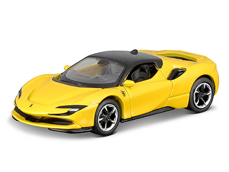 Ferrari SF90 Stradale Yellow with Black Top "Speed Icons" Series 1/64 Diecast Model Car by Maisto Maisto