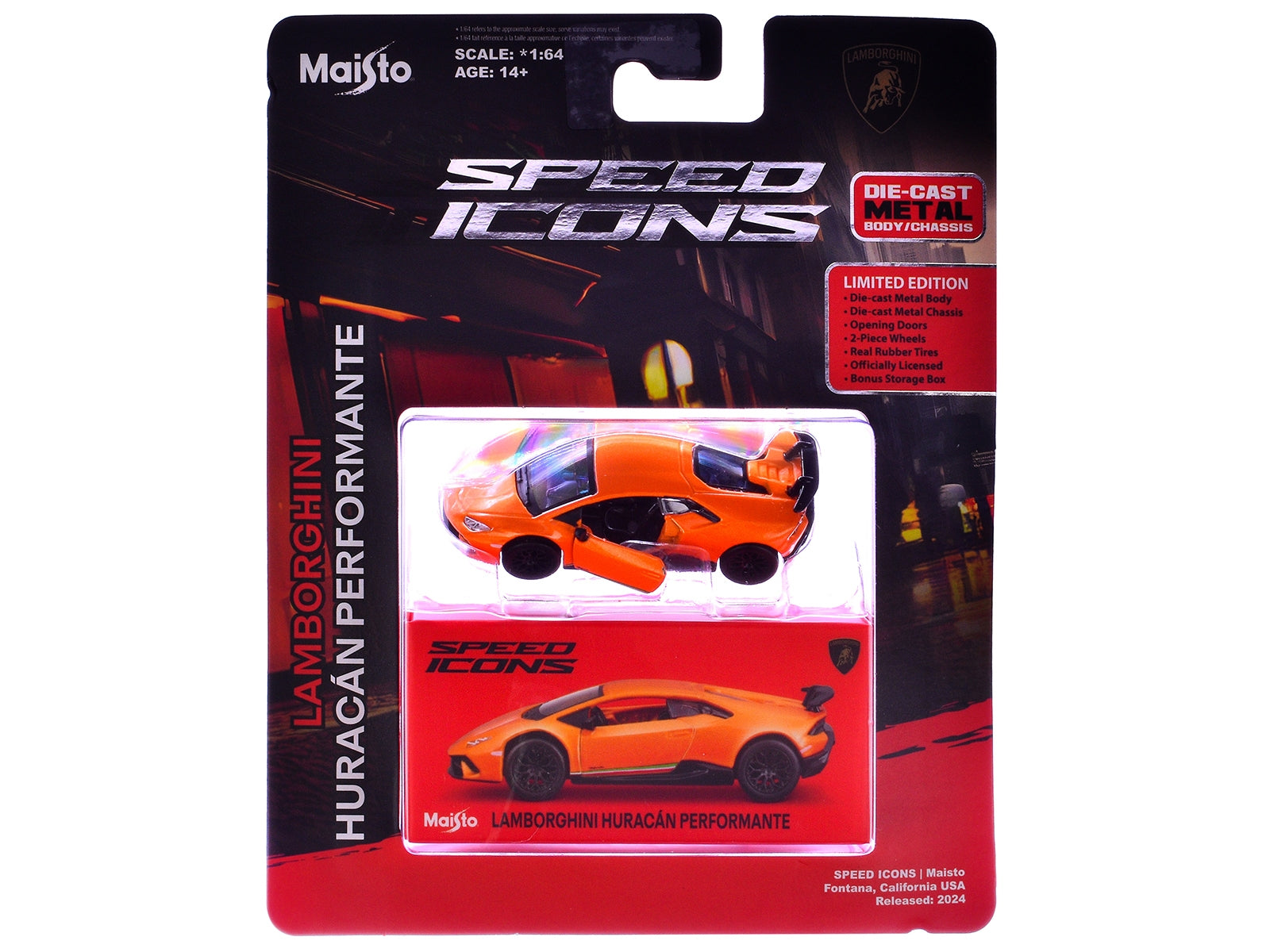 Lamborghini Huracan Performante Orange "Speed Icons" Series 1/64 Diecast Model Car by Maisto Maisto