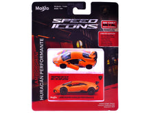 Load image into Gallery viewer, Lamborghini Huracan Performante Orange &quot;Speed Icons&quot; Series 1/64 Diecast Model Car by Maisto Maisto
