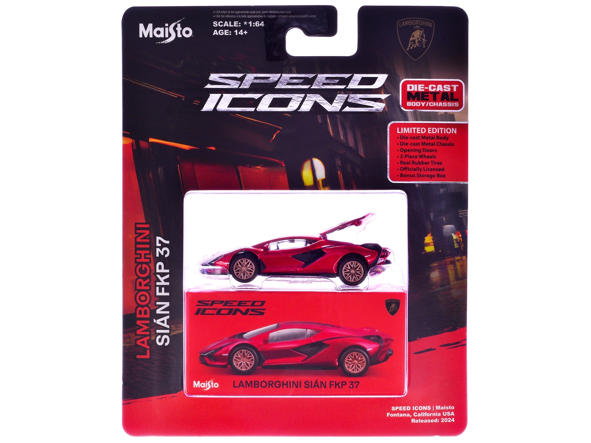 Lamborghini Sian FKP 37 Red Metallic "Speed Icons" Series 1/64 Diecast Model Car by Maisto Maisto