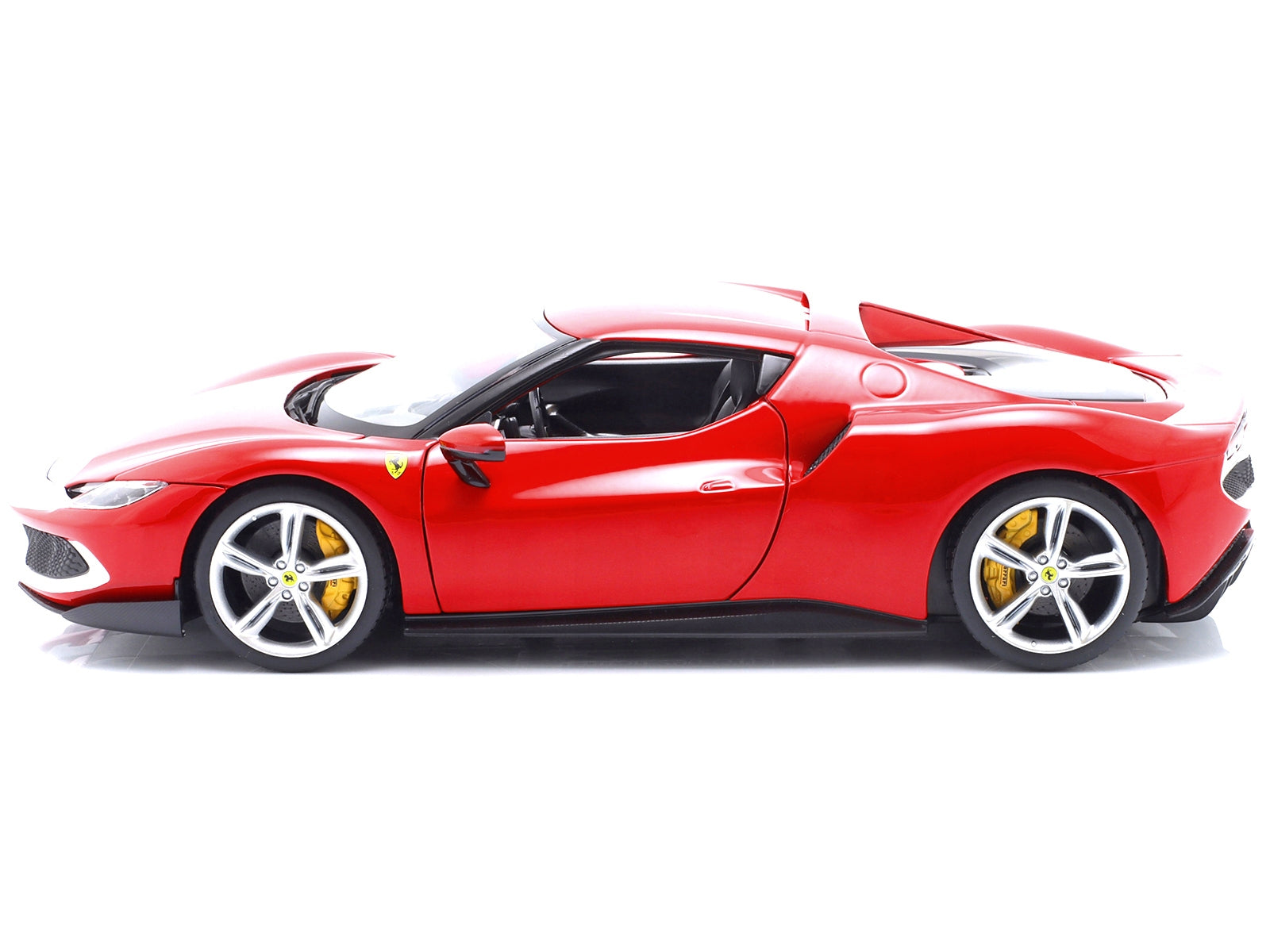 Ferrari 296 GTB Assetto Fiorano Red with White Stripes "Race + Play" Series 1/18 Diecast Model Car by Bburago Bburago