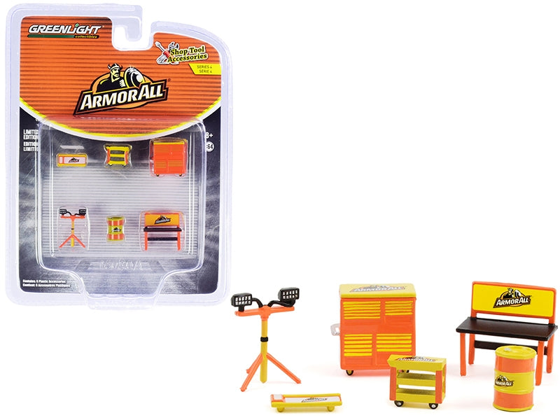 "Armor All" 6 piece Shop Tools Set "Shop Tool Accessories" Series 4 1/64 Models by Greenlight Greenlight