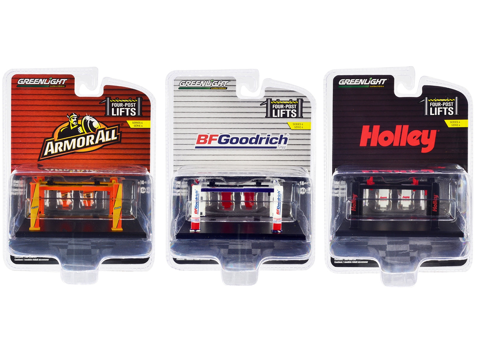 "Four-Post Lifts" Set of 3 pieces Series 4 1/64 Diecast Models by Greenlight Greenlight