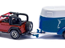 Load image into Gallery viewer, Jeep Red with Horse Trailer Blue and Horse Accessory Diecast Model by Siku SIKU
