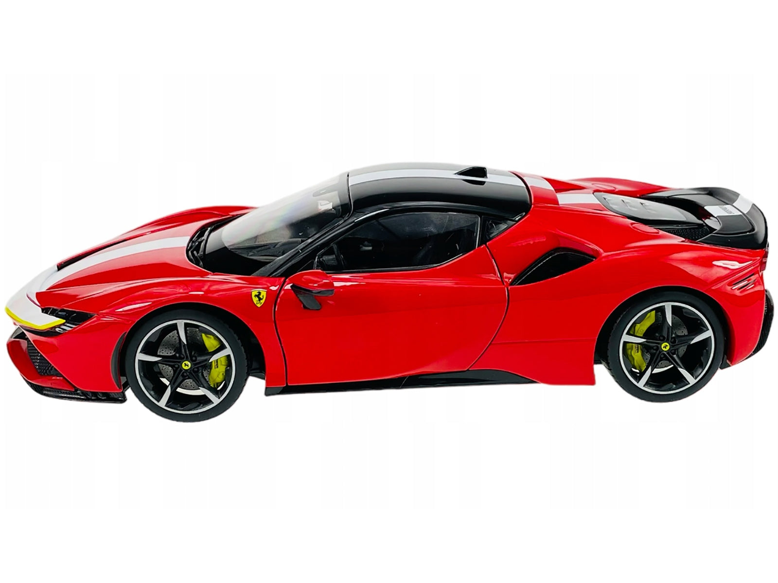 Ferrari SF90 Stradale Assetto Fiorano Red with White Stripes "Signature Series" 1/18 Diecast Model Car by Bburago Bburago