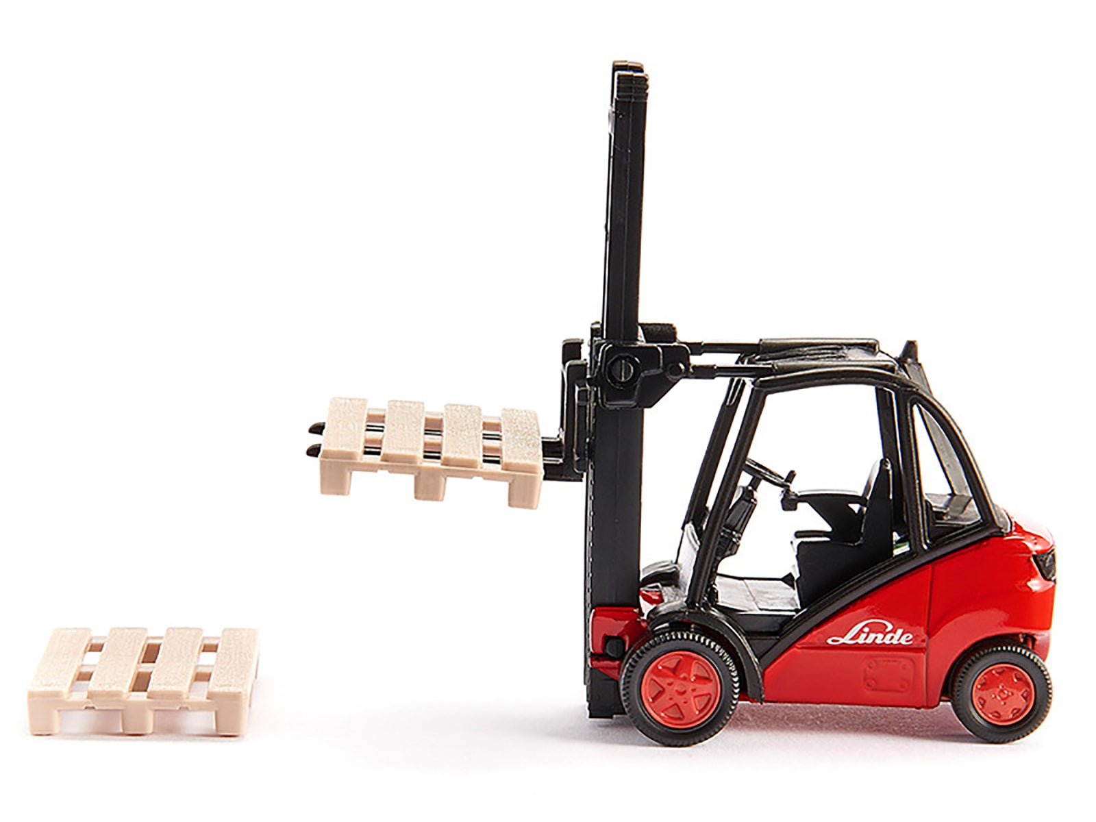 Linde Forklift Truck Red with 2 Pallet Accessories 1/50 Diecast Model by Siku SIKU