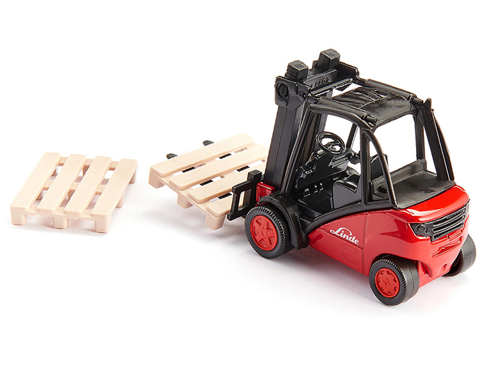 Linde Forklift Truck Red with 2 Pallet Accessories 1/50 Diecast Model by Siku SIKU