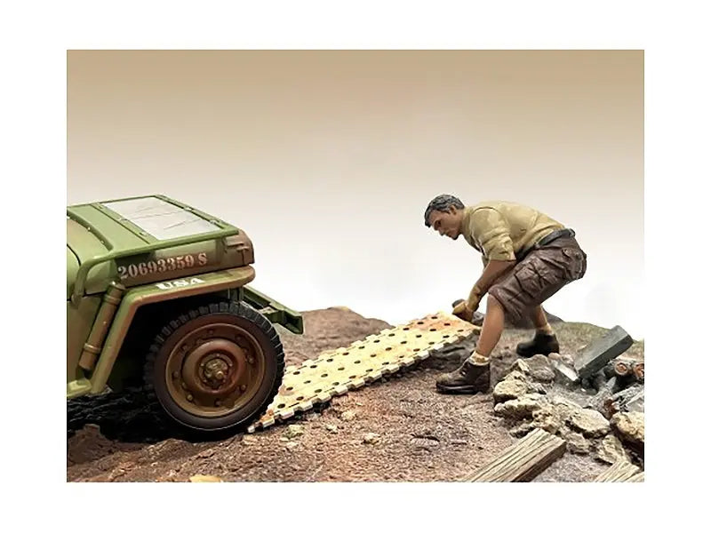 "4X4 Mechanic" Figure 2 with Board Accessory for 1/18 Scale Models by American Diorama American Diorama