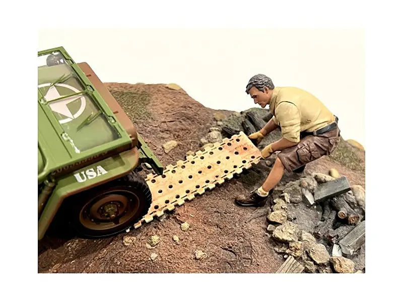 "4X4 Mechanic" Figure 2 with Board Accessory for 1/18 Scale Models by American Diorama American Diorama