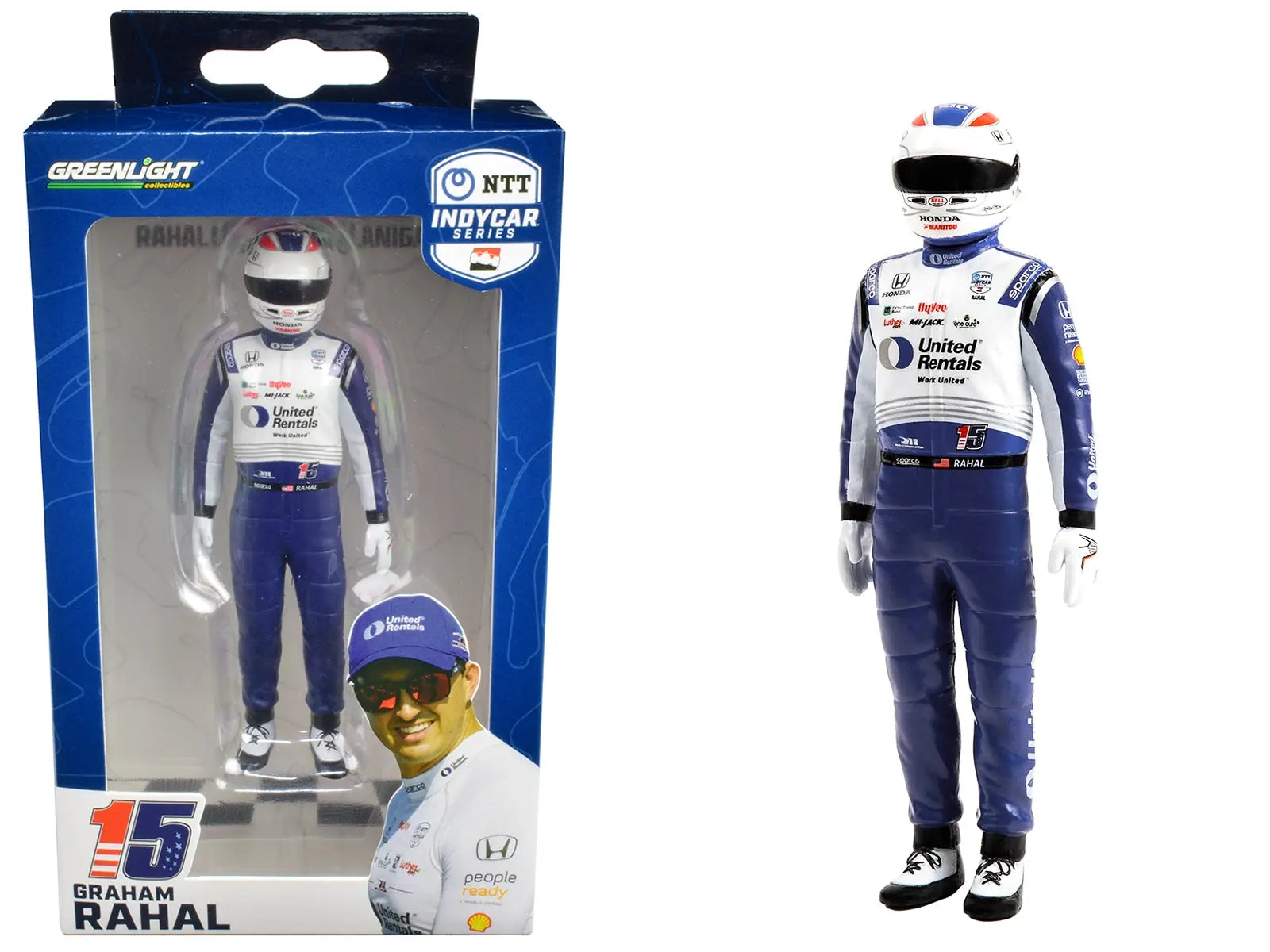 "NTT IndyCar Series" #15 Graham Rahal Driver Figure "United Rentals - Rahal Letterman Lanigan Racing" for 1/18 Scale Models by Greenlight Greenlight