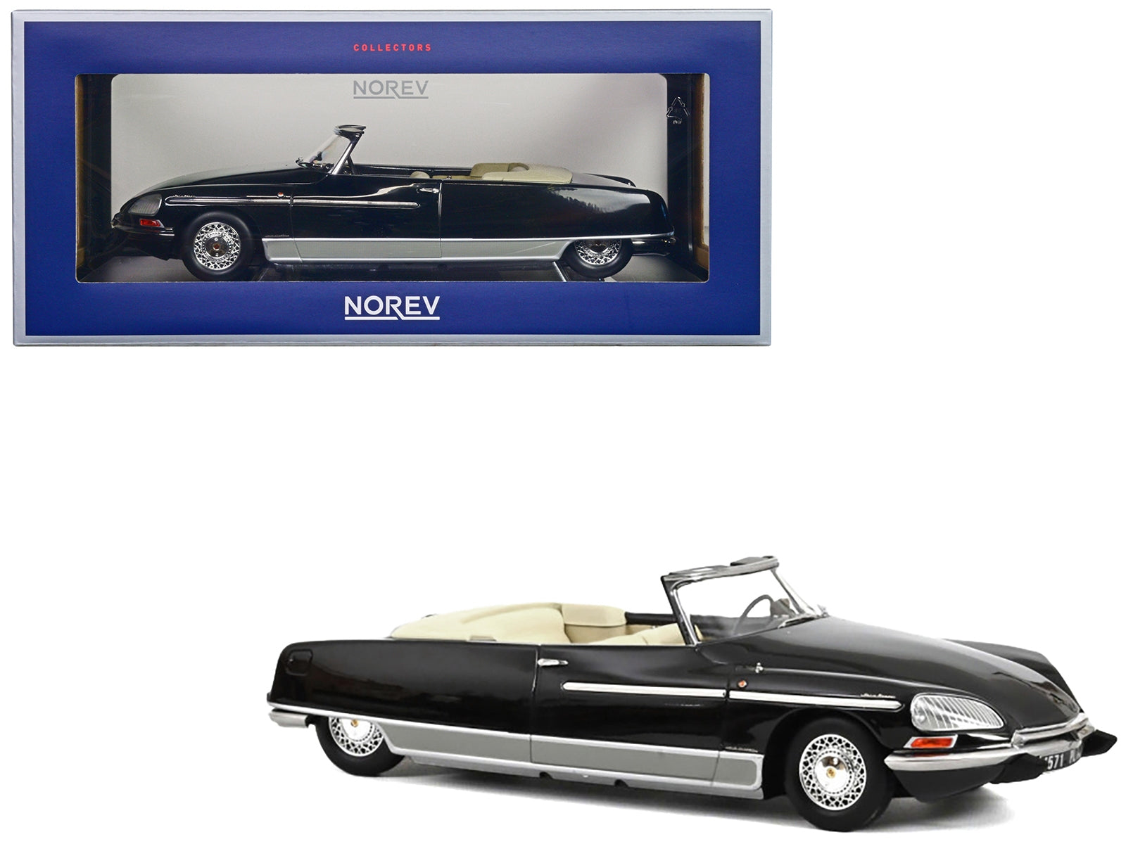 1968 Citroen DS 21 Palm Beach Cabriolet Black 1/18 Diecast Model Car by Norev Norev