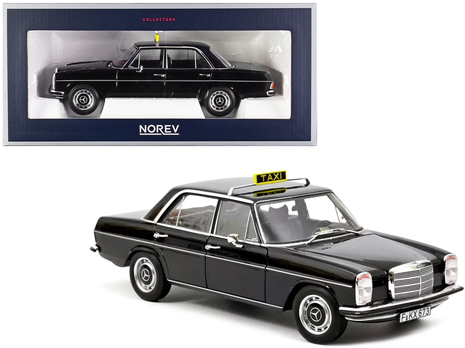 1968 Mercedes-Benz 200 Taxi Black 1/18 Diecast Model Car by Norev Norev