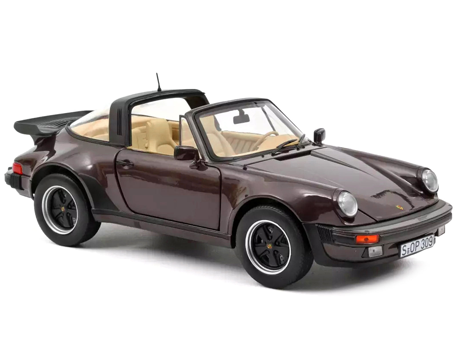 1987 Porsche 911 Turbo Targa 3.3 Convertible Brown Metallic with Black Top 1/18 Diecast Model Car by Norev Norev