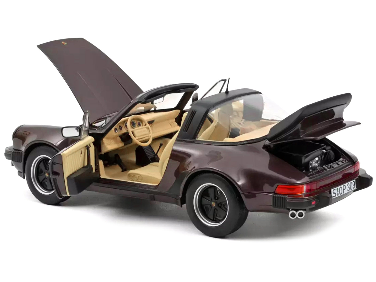 1987 Porsche 911 Turbo Targa 3.3 Convertible Brown Metallic with Black Top 1/18 Diecast Model Car by Norev Norev