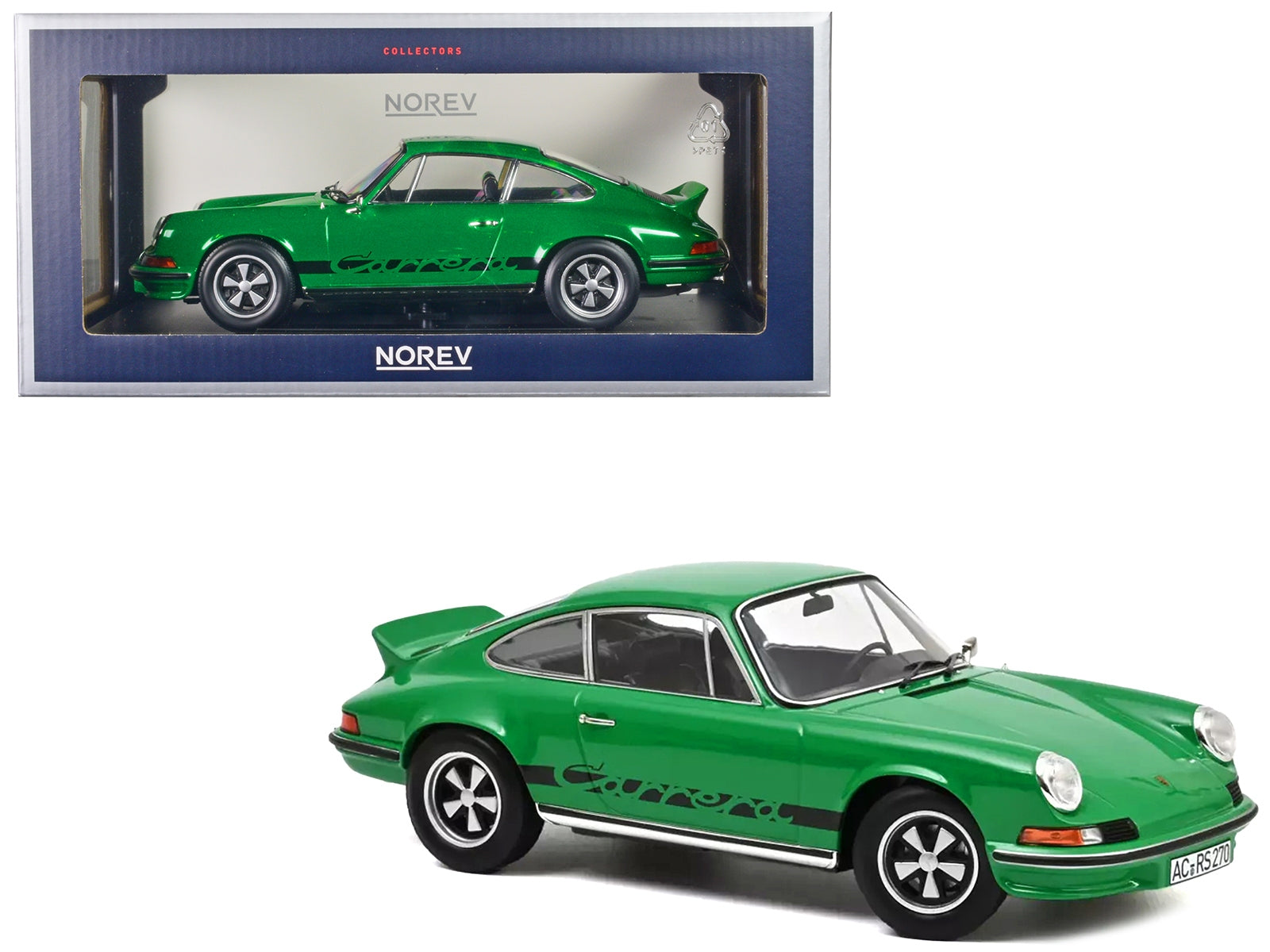 1973 Porsche 911 RS Touring Green with Black Stripes 1/18 Diecast Model Car by Norev Norev