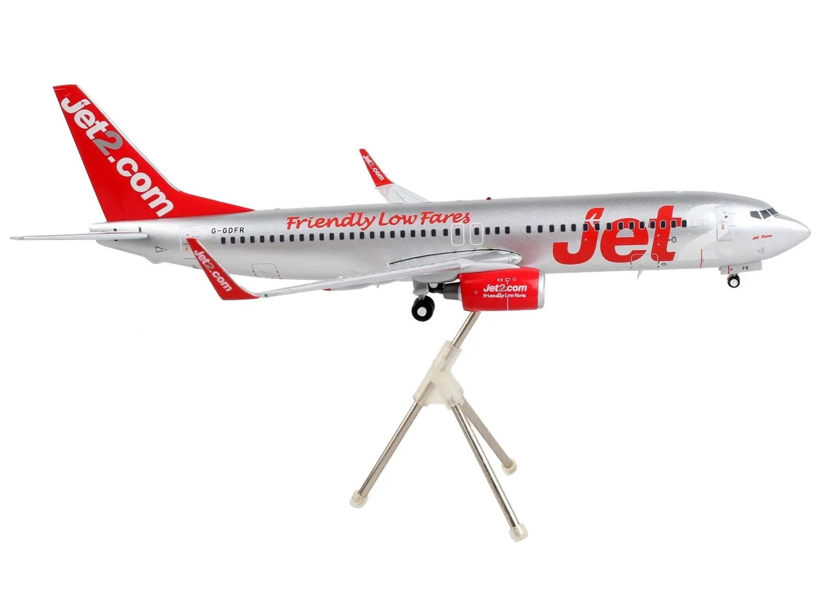 Boeing 737-800 Commercial Aircraft "Jet2.Com" Silver with Red Tail "Gemini 200" Series 1/200 Diecast Model Airplane by GeminiJets GeminiJets