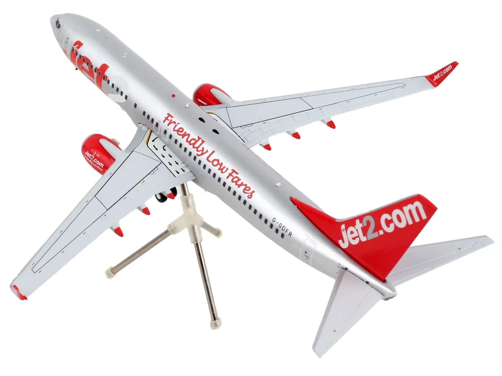 Boeing 737-800 Commercial Aircraft "Jet2.Com" Silver with Red Tail "Gemini 200" Series 1/200 Diecast Model Airplane by GeminiJets GeminiJets