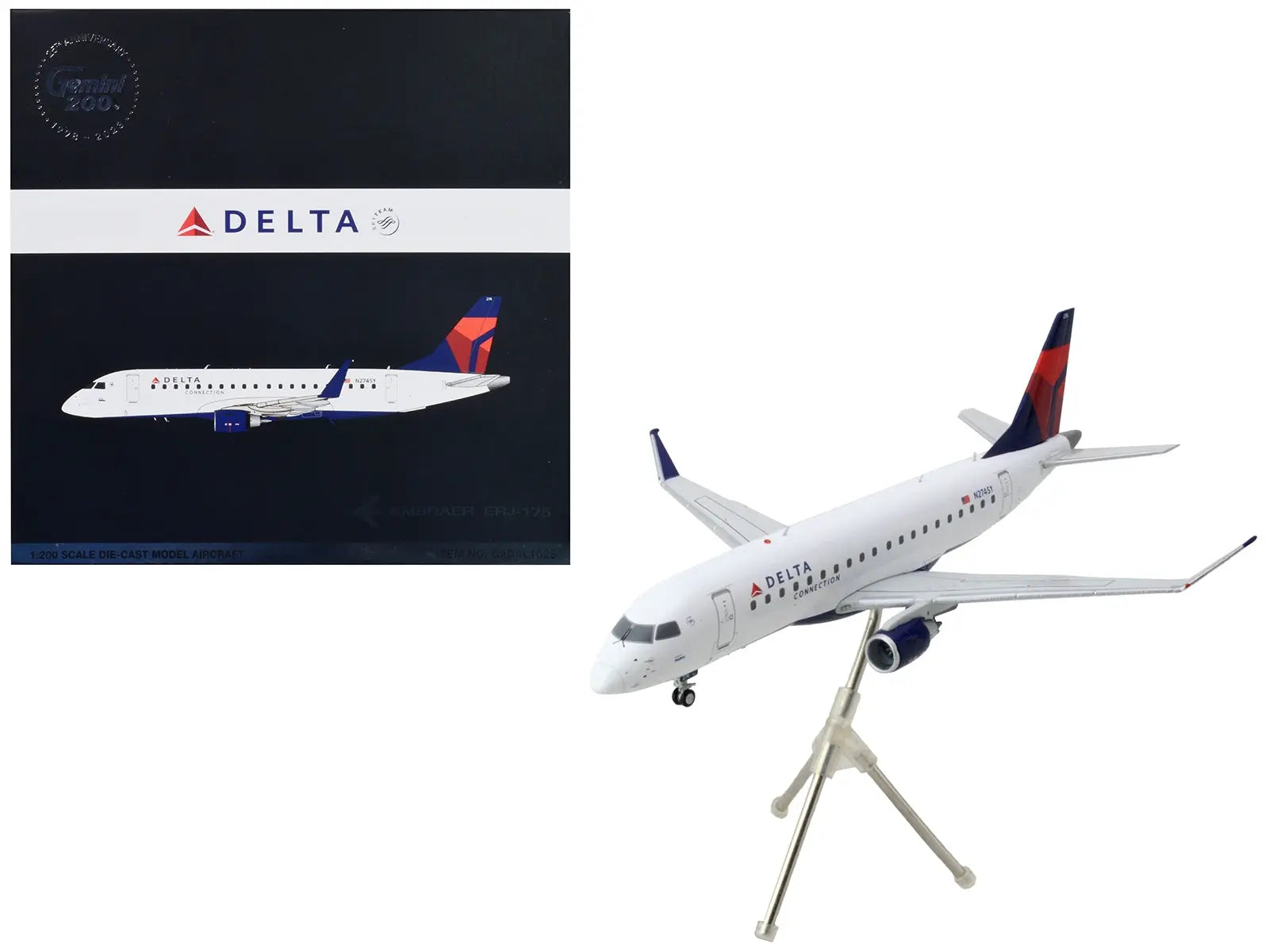 Embraer ERJ-175 Commercial Aircraft "Delta Connection" White with Blue and Red Tail "Gemini 200" Series 1/200 Diecast Model Airplane by GeminiJets GeminiJets