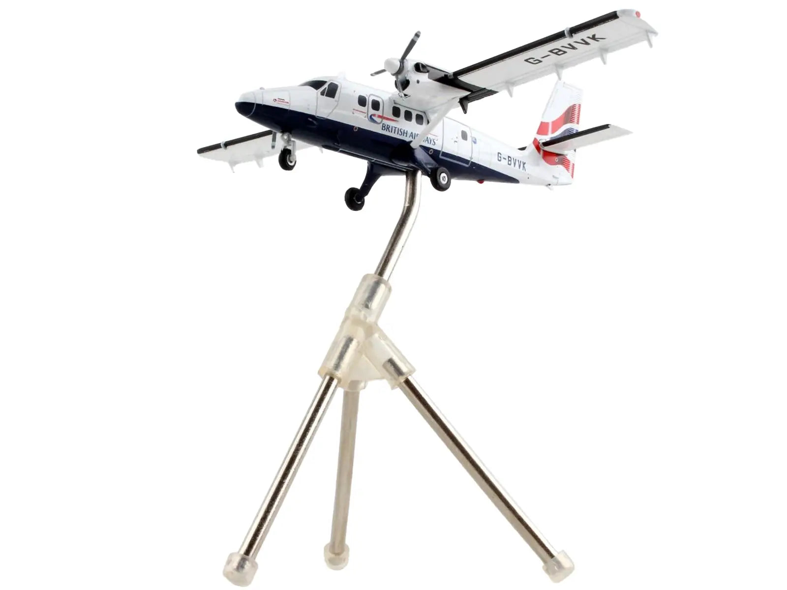 De Havilland DHC-6-300 Commercial Aircraft "British Airways" White with Striped Tail "Gemini 200" Series 1/200 Diecast Model Airplane by GeminiJets GeminiJets