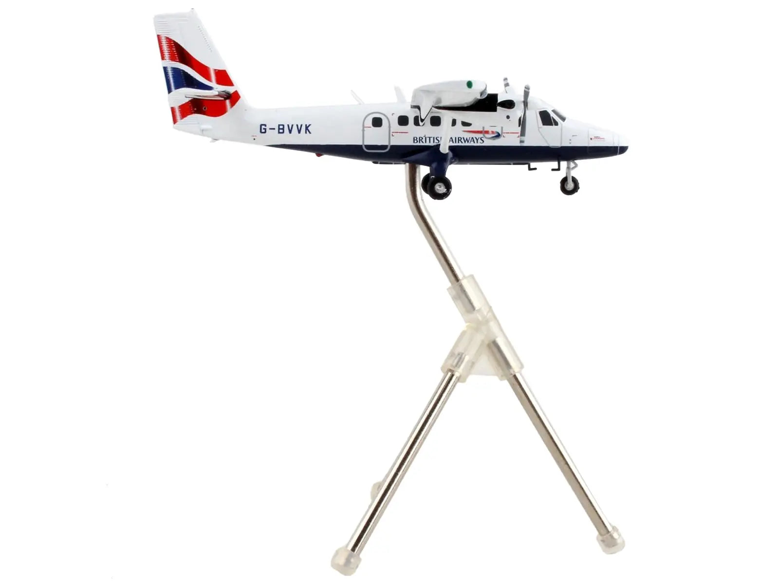 De Havilland DHC-6-300 Commercial Aircraft "British Airways" White with Striped Tail "Gemini 200" Series 1/200 Diecast Model Airplane by GeminiJets GeminiJets