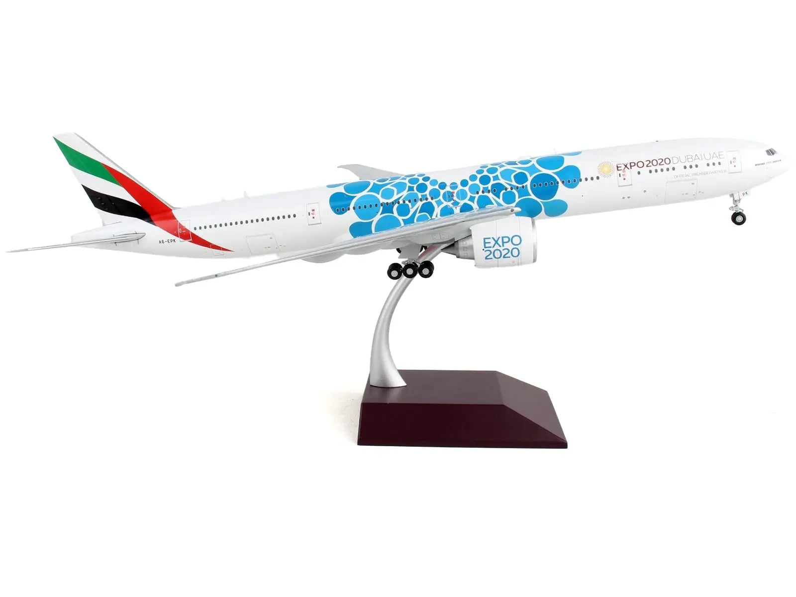 Boeing 777-300ER Commercial Aircraft "Emirates Airlines - Dubai Expo 2020" White with Blue Graphics "Gemini 200" Series 1/200 Diecast Model Airplane by GeminiJets GeminiJets