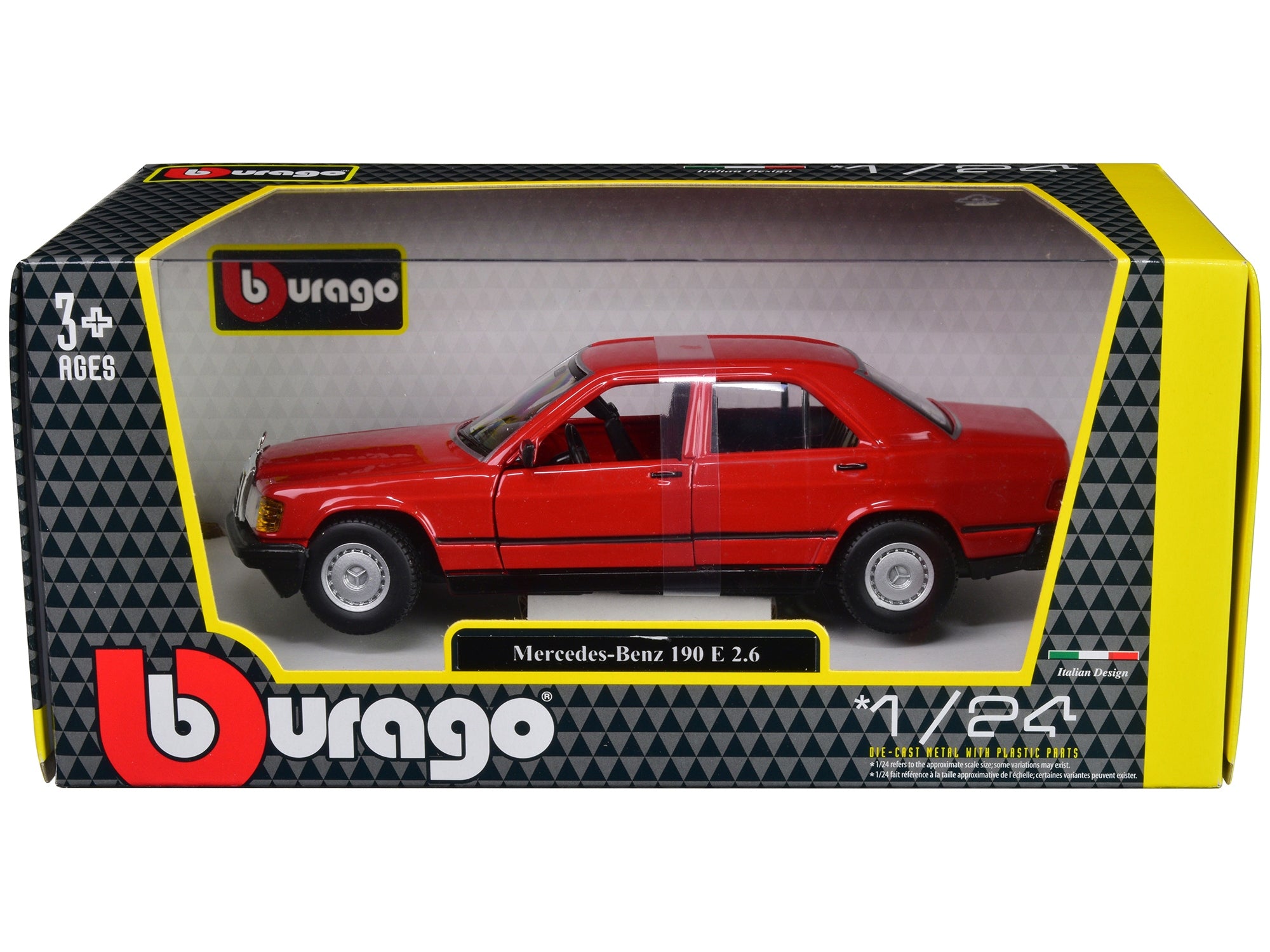 Mercedes-Benz 190 E 2.6 Red 1/24 Diecast Model Car by Bburago Bburago