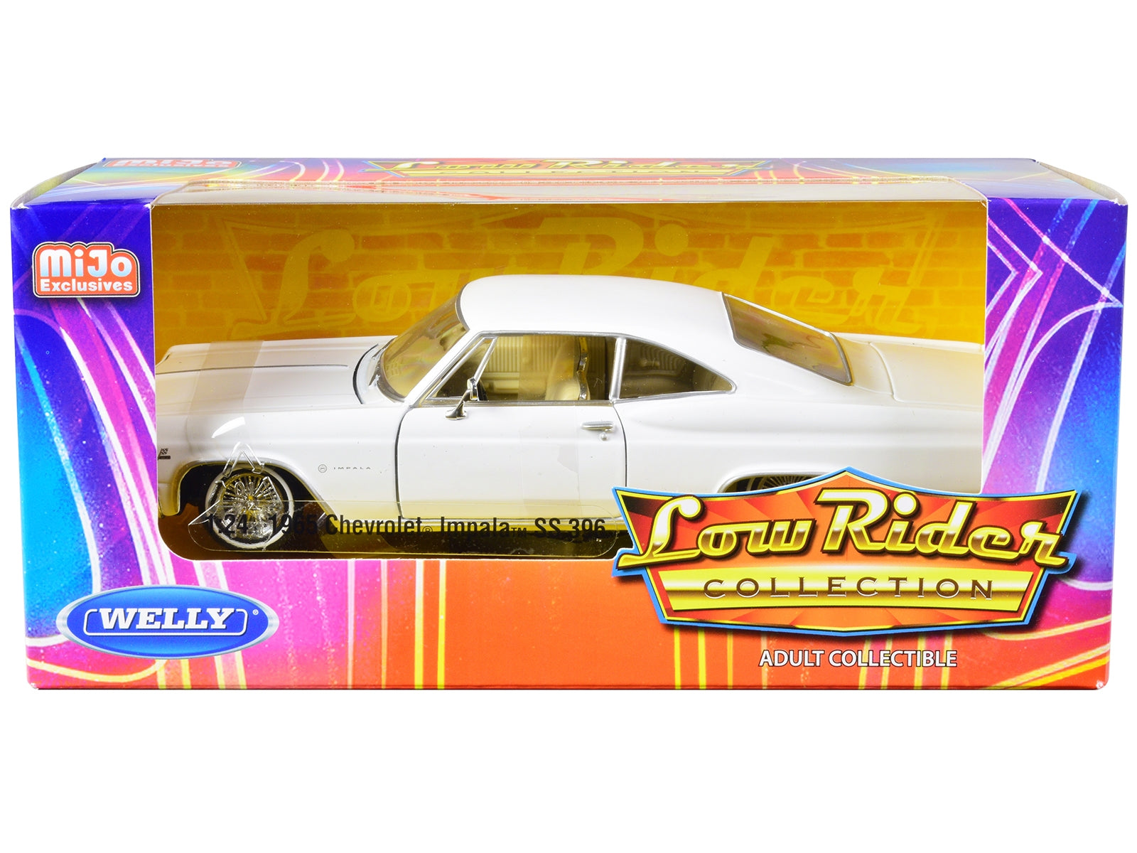 1965 Chevrolet Impala SS 396 Lowrider White "Low Rider Collection" 1/24 Diecast Model Car by Welly Welly