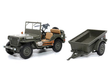 Load image into Gallery viewer, Willys Jeep 1/4-Ton Utility Truck Olive Drab with Trailer &quot;United States Army&quot; 1/43 Diecast Model by Militaria Die Cast Militaria Die Cast
