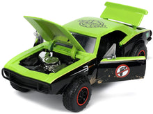 Load image into Gallery viewer, 1967 Chevrolet Camaro Offroad Bright Green and Matt Black (Dirty Version) and Raphael Diecast Figure &quot;Teenage Mutant Ninja Turtles&quot; &quot;Hollywood Rides&quot; Series 1/24 Diecast Model Car by Jada Jada
