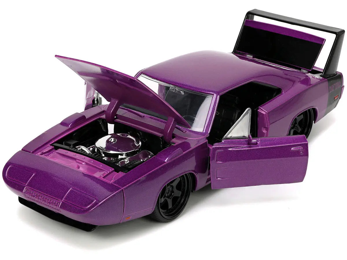 1969 Dodge Charger Daytona Purple Metallic with Black Tail Stripe "Bigtime Muscle" Series 1/24 Diecast Model Car by Jada Jada