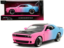 Load image into Gallery viewer, 2015 Dodge Challenger SRT Hellcat Pink and Blue Gradient with Matt Black Hood and Top &quot;Pink Slips&quot; Series 1/24 Diecast Model Car by Jada Jada
