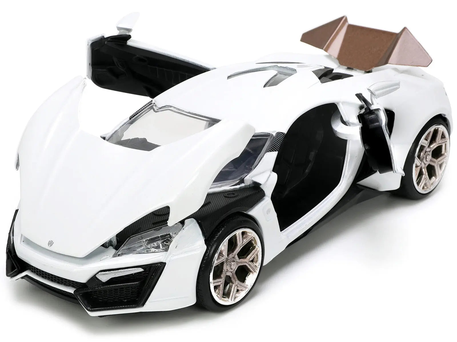 Lykan Hypersport White with Bronze Metallic Rear Spoiler "HKS" "Hyper-Spec" Series 1/24 Diecast Model Car by Jada Jada