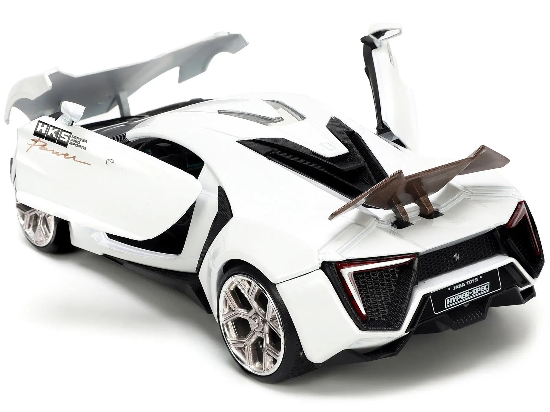 Lykan Hypersport White with Bronze Metallic Rear Spoiler "HKS" "Hyper-Spec" Series 1/24 Diecast Model Car by Jada Jada