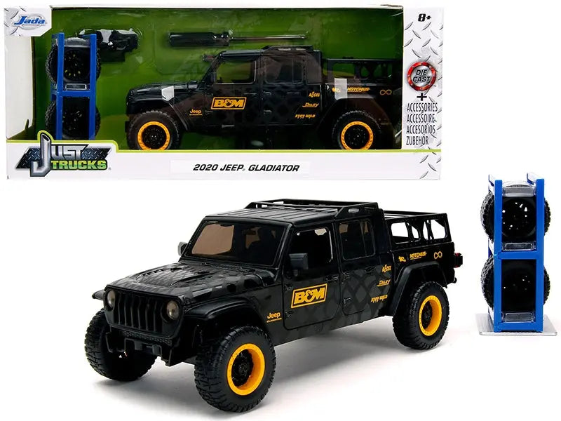 2020 Jeep Gladiator Pickup Truck "B&M" Black with Graphics with Extra Wheels "Just Trucks" Series 1/24 Diecast Model Car by Jada Jada