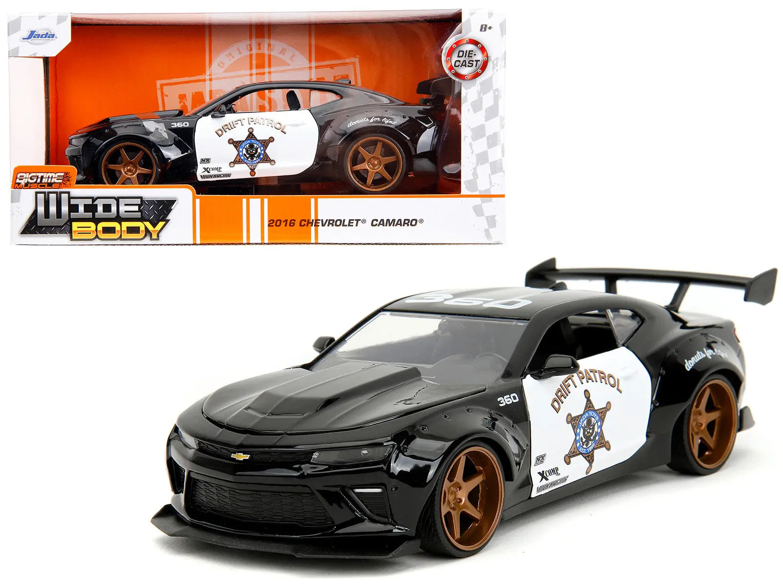 2016 Chevrolet Camaro Widebody Black and White "Drift Patrol" "Wide Body" Series 1/24 Diecast Model Car by Jada Jada