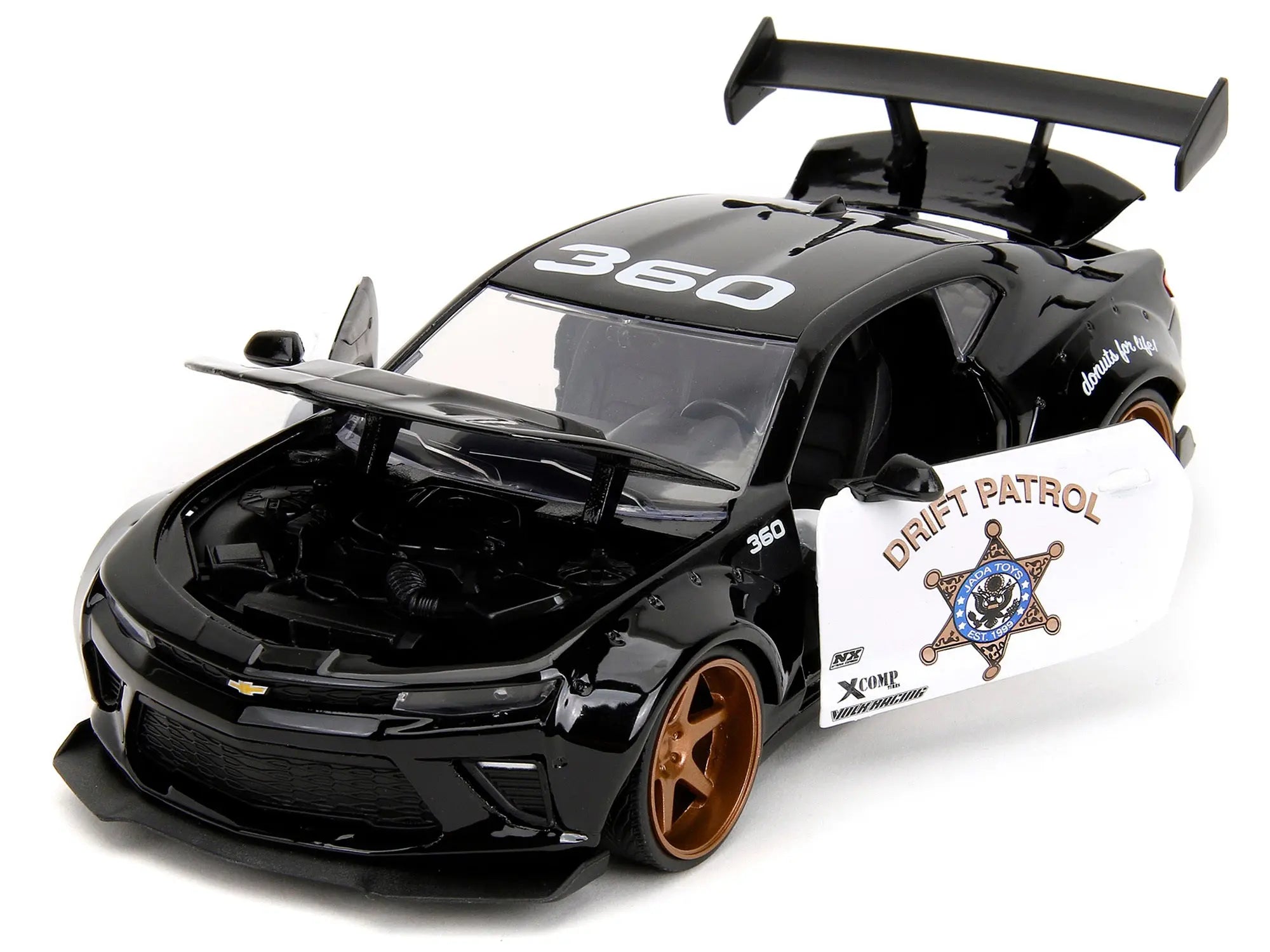 2016 Chevrolet Camaro Widebody Black and White "Drift Patrol" "Wide Body" Series 1/24 Diecast Model Car by Jada Jada