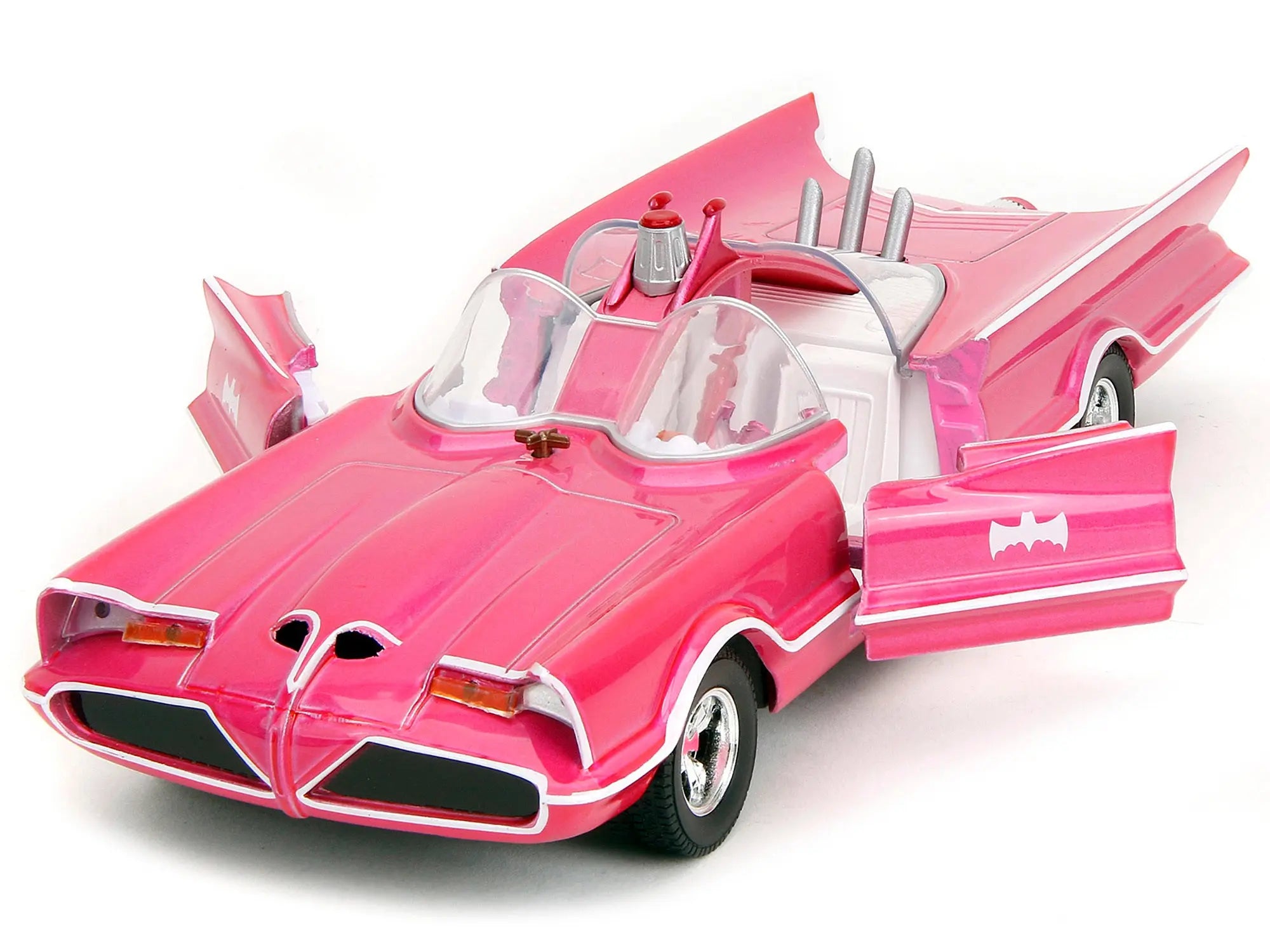 1966 Classic Batmobile Pink Metallic with White Interior Based on Model from "Batman" (1966-1968) TV Series "Pink Slips" Series 1/24 Diecast Model Car by Jada Jada