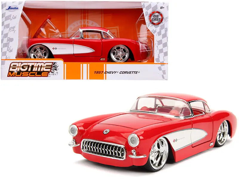 1957 Chevrolet Corvette Red with Red Interior "Bigtime Muscle" 1/24 Diecast Model Car by Jada Jada