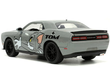 Load image into Gallery viewer, 2015 Dodge Challenger Hellcat Gray with &quot;Tom&quot; Graphics and Jerry Diecast Figure &quot;Tom and Jerry&quot; &quot;Hollywood Rides&quot; Series 1/24 Diecast Model Car by Jada Jada
