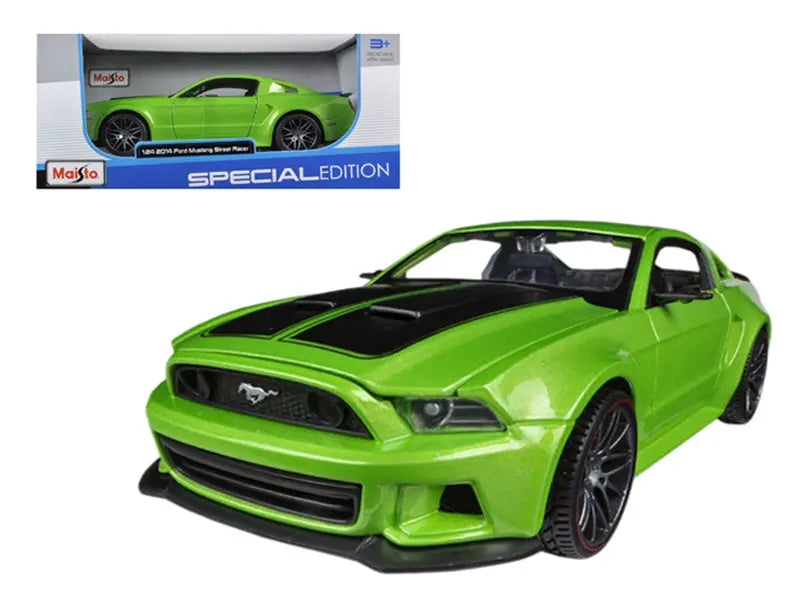 2014 Ford Mustang "Street Racer" Green Metallic with Black Stripes "Special Edition" Series 1/24 Diecast Model Car by Maisto Maisto