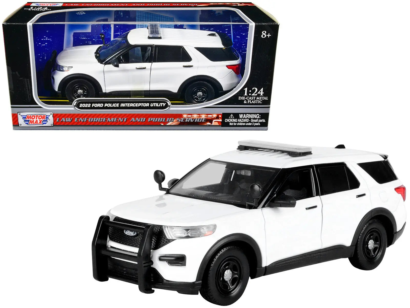 2022 Ford Police Interceptor Utility Unmarked White 1/24 Diecast Model Car by Motormax Motormax