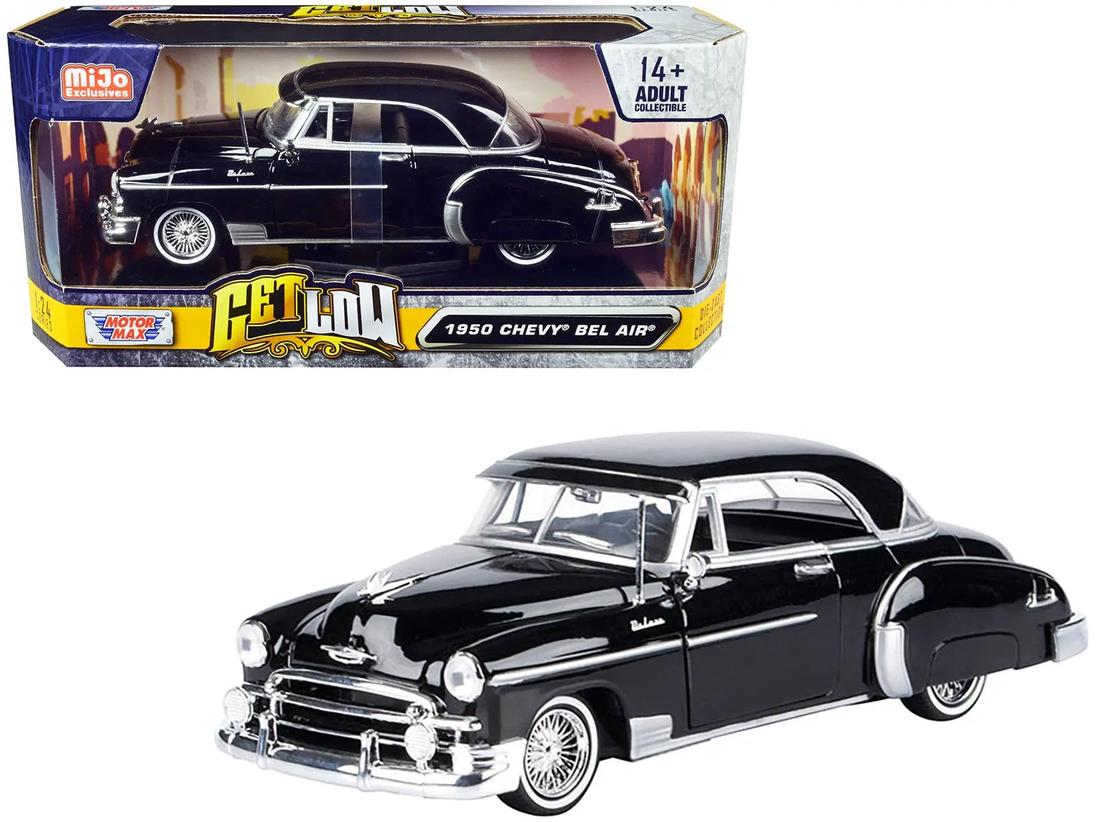 1950 Chevrolet Bel Air Lowrider Black "Get Low" Series 1/24 Diecast Model Car by Motormax Motormax